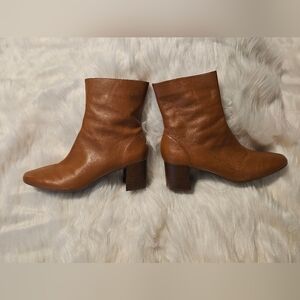 Arezzo Regina Tan Leather Heeled Boots